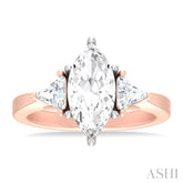 1/2 ctw Marquise Shape Trillion and Round Cut Diamond Semi Mount Engagement Ring in 14K Rose and White Gold